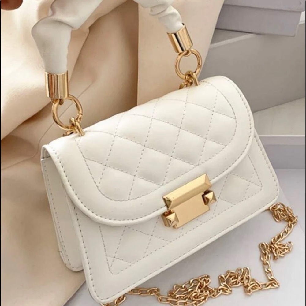 Quilted Chain Decor Satchel Bag